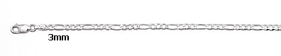 sterling silver 3mm Figaro chain 1AH003