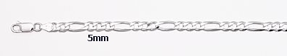 sterling silver 5mm Figaro chain 1AH005