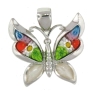 sterling silver Millefiori butterfly pendant 8AP376mlt