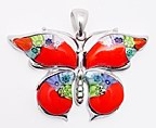 sterling silver Millefiori butterfly pendant 8mp309d3