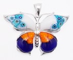 sterling silver Millefiori butterfly pendant 8mp309d9