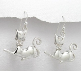 sterling silver cat earrings A7062515