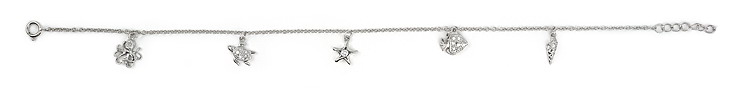 sterling silver 5 charm CZ anklet AAB033