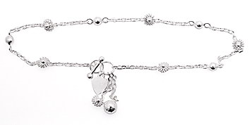 sterling silver flower toggle anklet AAB107