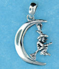 sterling silver witch pendant necklace ABC706-2585