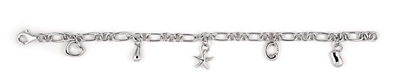 sterling silver 5 charm bracelet ABH065