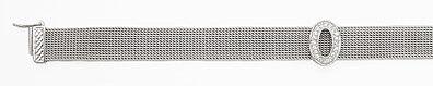 Stainless steel mesh CZ oval bracelet