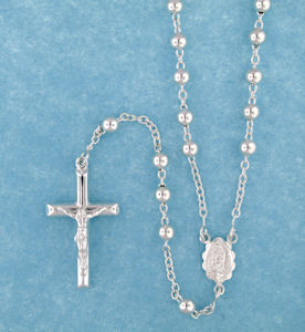 sterling silver cross rosary necklace AN001