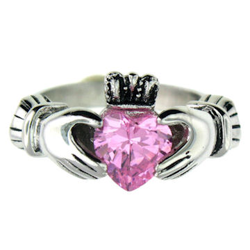 CLR1003-October stainless steel claddagh ring
