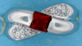 sterling silver Cubic Zirconia ring CZ0008 Red