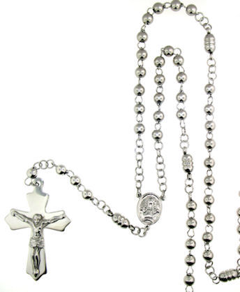 stainless steel cross rosary necklace NKJ0067
